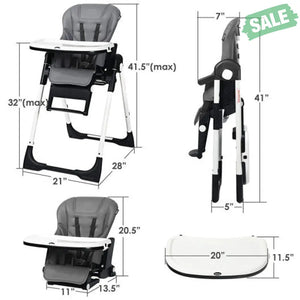 4-in-1 High Chair–Booster Seat with Adjustable Height and Recline-Black High Chairs