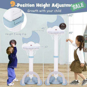 4-In-1 Kids Basketball Hoop with Moon-shaped Electronic Scoreboard and Play Set-Blue Blue Baby Gyms & Playmats