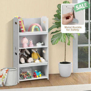 4-in-1 Kids Table and Chairs with Multiple Storage for Learning-Gray Kids Table & Chair Sets