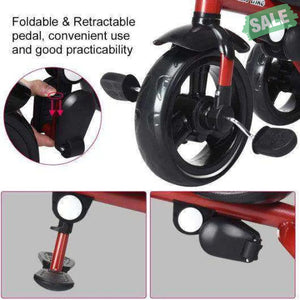 4-in-1 Kids Tricycle with Adjustable Push Handle-Blue Blue Baby Strollers