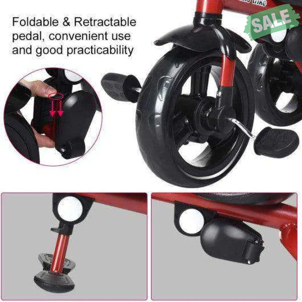 4-in-1 Kids Tricycle with Adjustable Push Handle-Blue Blue Baby Strollers