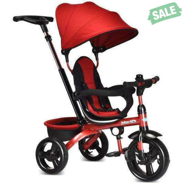 4-in-1 Kids Tricycle with Adjustable Push Handle-Blue Blue Baby Strollers