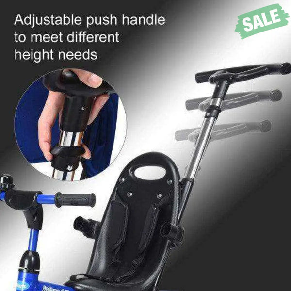 4-in-1 Kids Tricycle with Adjustable Push Handle-Blue Blue Baby Strollers