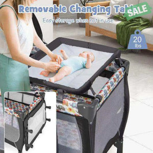 4 in 1 Portable Baby Nursery Center with Net and Music Box-Multicolor Multicolor Baby Playpen & Playards