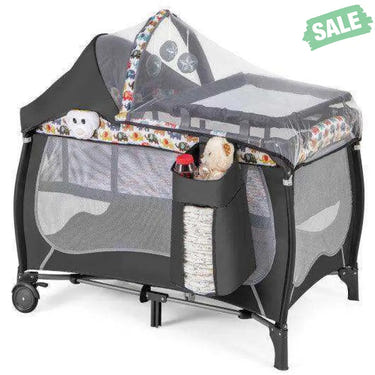 4 in 1 Portable Baby Nursery Center with Net and Music Box-Multicolor Multicolor Baby Playpen & Playards