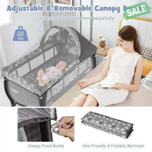 4 in 1 Portable Baby Nursery Center with Net and Music Box-Multicolor Multicolor Baby Playpen & Playards