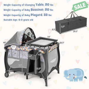 4 in 1 Portable Baby Nursery Center with Net and Music Box-Multicolor Multicolor Baby Playpen & Playards