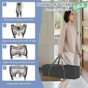 4 in 1 Portable Baby Nursery Center with Net and Music Box-Multicolor Multicolor Baby Playpen & Playards