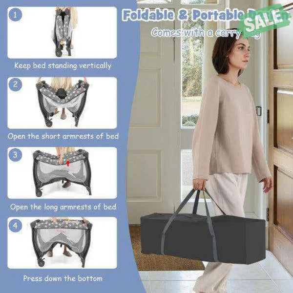 4 in 1 Portable Baby Nursery Center with Net and Music Box-Multicolor Multicolor Baby Playpen & Playards