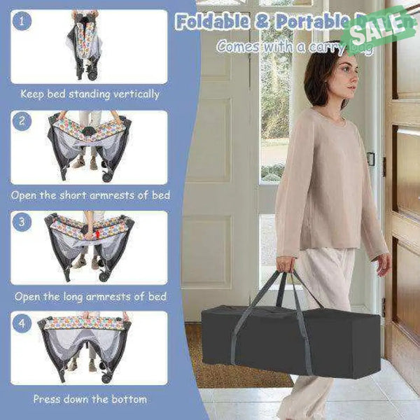 4 in 1 Portable Baby Nursery Center with Net and Music Box-Multicolor Multicolor Baby Playpen & Playards