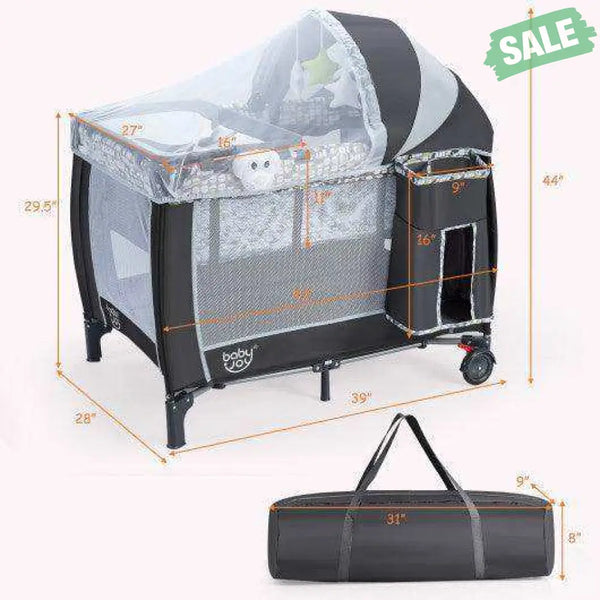 4-in-1 Portable Baby Playard with Changing Station and Net