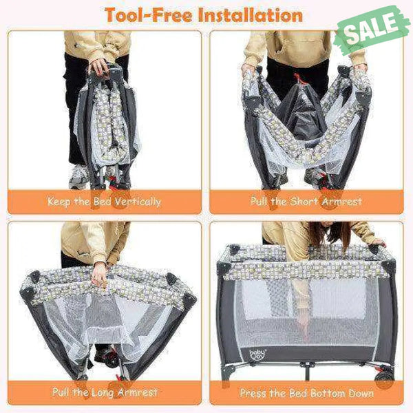 4-in-1 Portable Baby Playard with Changing Station and Net