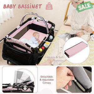 4 in 1 Portable Pack and Play Baby Nursery Center with Bassinet-Pink