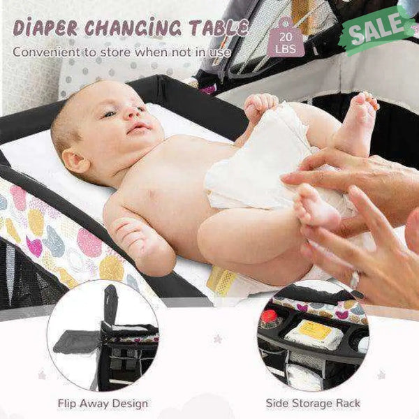 4 in 1 Portable Pack and Play Baby Nursery Center with Bassinet-Purple