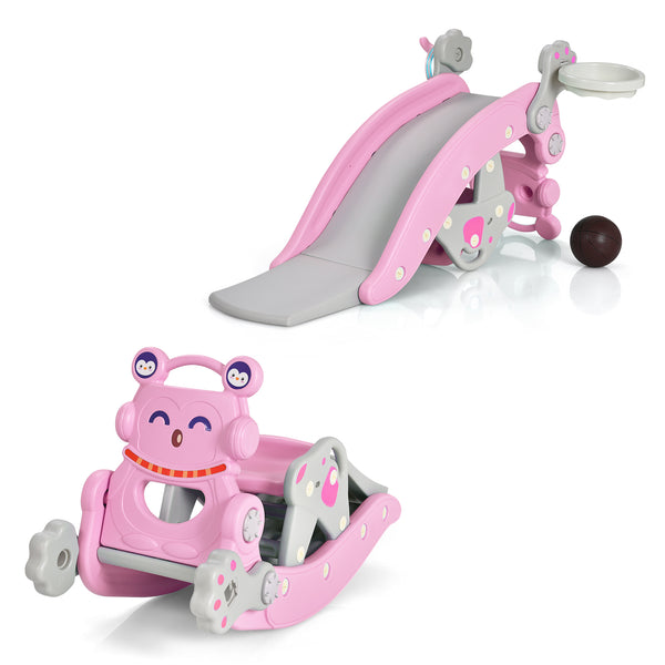 4-in-1 Rocking Horse and Slide Set for Kids