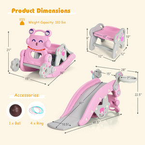 4-in-1 Rocking Horse and Slide Set for Kids