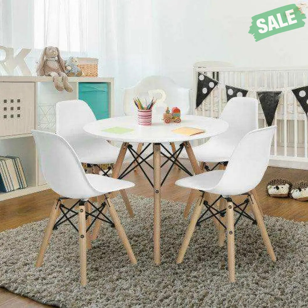 4 PCS Children Chair Set Medieval Style Dining Chairs with Wood Legs Kids Chairs & Seating