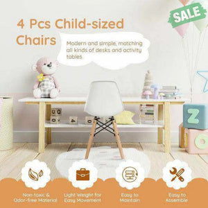 4 PCS Children Chair Set Medieval Style Dining Chairs with Wood Legs Kids Chairs & Seating