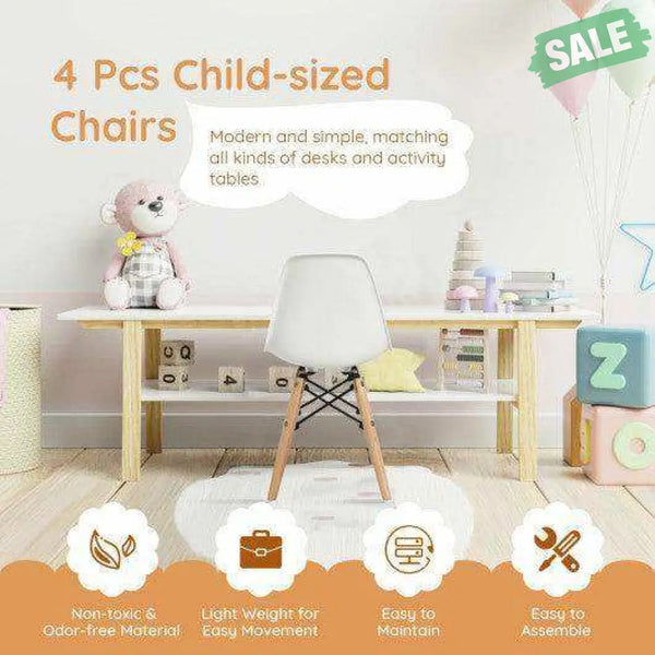 4 PCS Children Chair Set Medieval Style Dining Chairs with Wood Legs Kids Chairs & Seating