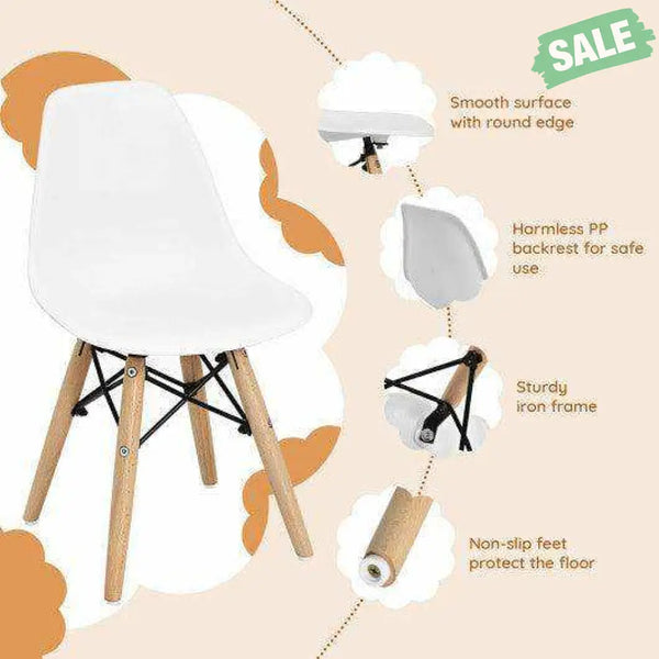 4 PCS Children Chair Set Medieval Style Dining Chairs with Wood Legs Kids Chairs & Seating