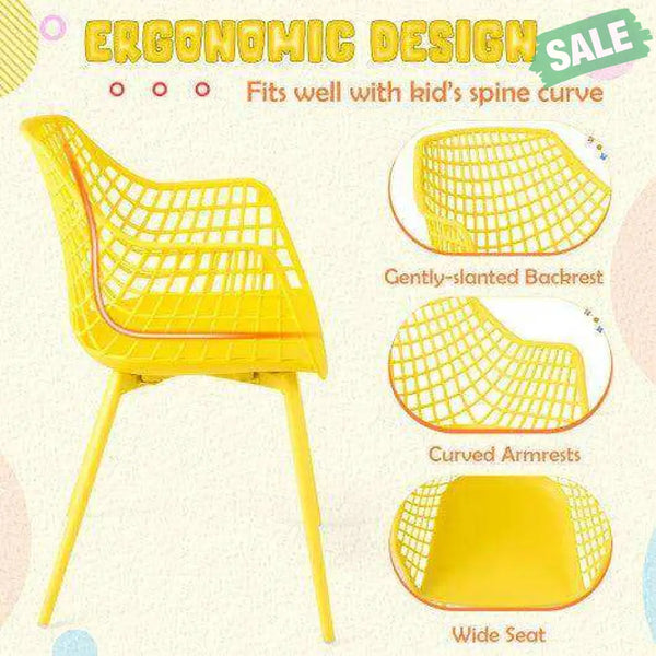 4 Pieces Kids Chairs with Curved Backrest and Ergonomic Armrests Kids Chairs & Seating