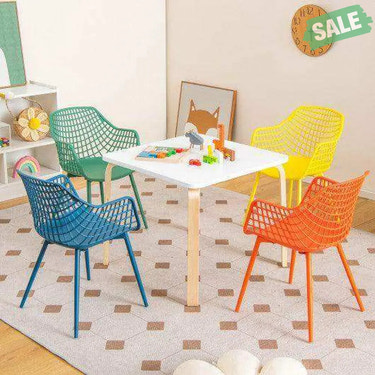 4 Pieces Kids Chairs with Curved Backrest and Ergonomic Armrests Kids Chairs & Seating