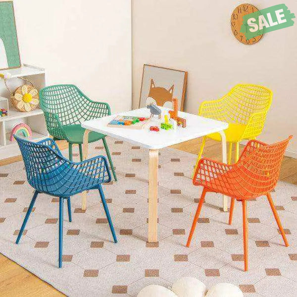 4 Pieces Kids Chairs with Curved Backrest and Ergonomic Armrests Kids Chairs & Seating