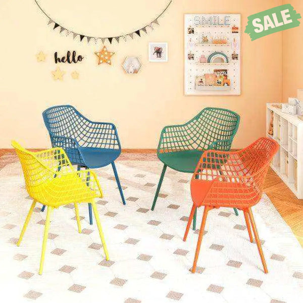 4 Pieces Kids Chairs with Curved Backrest and Ergonomic Armrests Kids Chairs & Seating