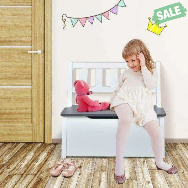 4 Pieces Kids Wooden Activity Table and Chairs Set with Storage Bench and Study Desk-Gray Natural Kids Table & Chair