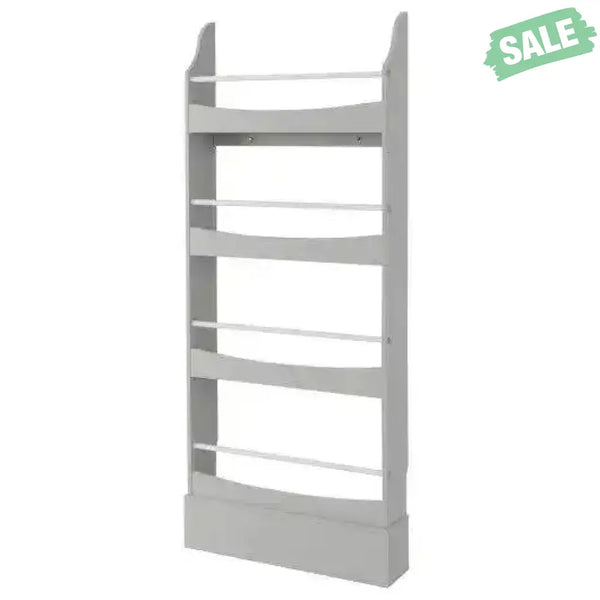 4-Tier Bookshelf with 2 Anti-Tipping Kits for Books and Magazines-Gray White Kids Storage