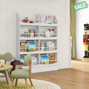 4-Tier Bookshelf with 2 Anti-Tipping Kits for Books and Magazines-Gray White Kids Storage