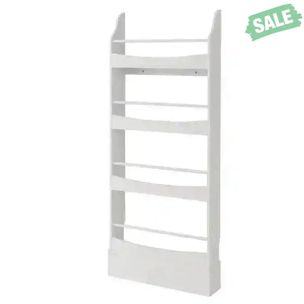 4-Tier Bookshelf with 2 Anti-Tipping Kits for Books and Magazines-Gray White Kids Storage