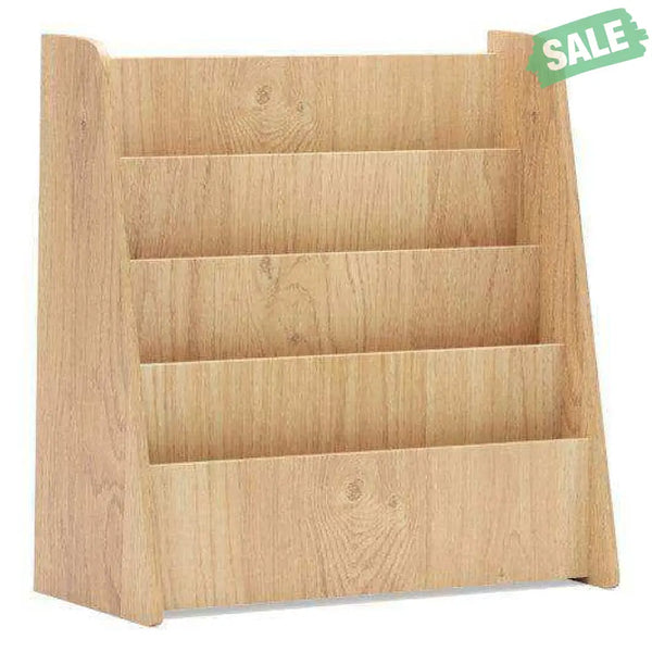 4-Tier Kids Bookshelf with Deep Compartments for Bedroom-Natural Natural Kids Storage