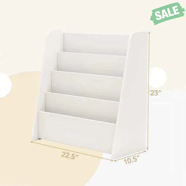 4-Tier Kids Bookshelf with Deep Compartments for Bedroom-Natural Natural Kids Storage