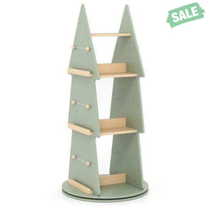 4 Tier Tree Shape Kids Rotating Bookshelf 360¬∞ Display Rack Storage Organizer-Green