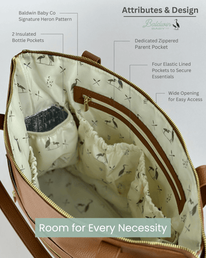The Lillian Diaper Bag - Cognac