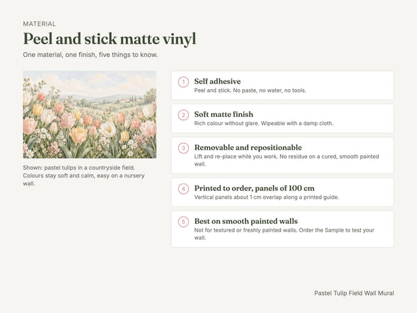 Watercolor Pastel Tulip Field Wall Mural, image 6