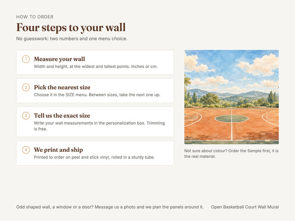 Watercolor Open Basketball Court Wall Mural, image 6