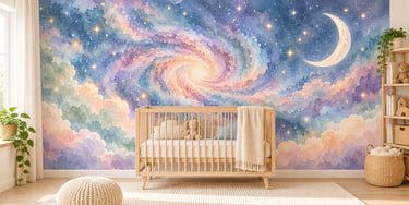 Watercolor Pastel Galaxy Wall Mural, image 1