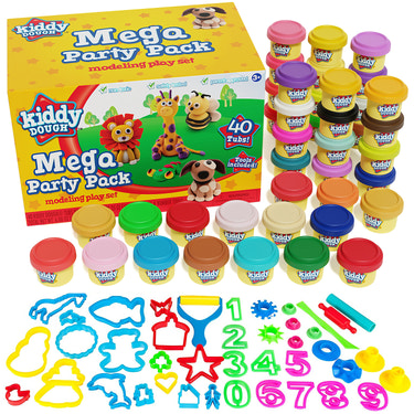 40 Pack Of Party Favors Play Dough + 40 Dough Tools - Bulk Party Pack
