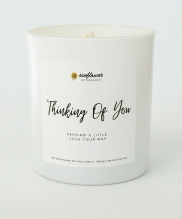 "Thinking Of You Candle - soothing scented candle for a calming ambiance in baby’s nursery."