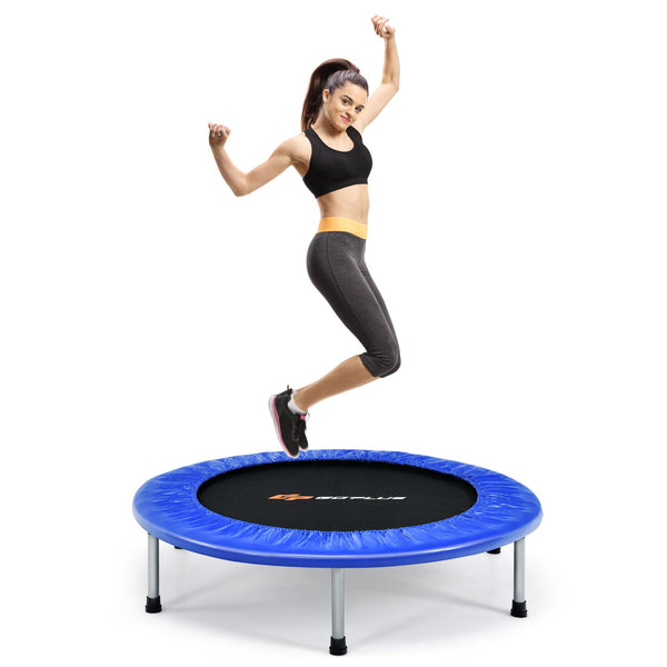40" Foldable Fitness Trampoline with Safety Pad for Adults and Kids