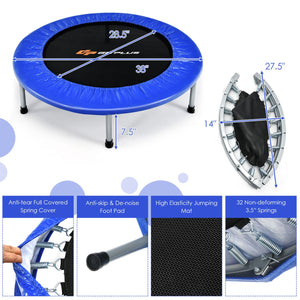 40" Foldable Fitness Trampoline with Safety Pad for Adults and Kids