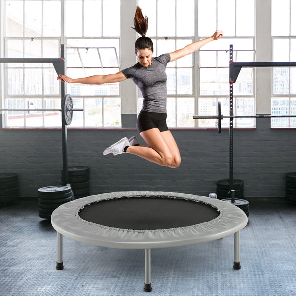 40" Foldable Fitness Trampoline with Safety Pad for Adults and Kids