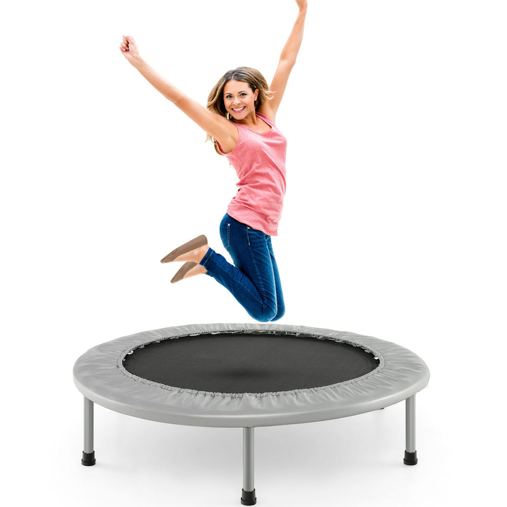 40" Foldable Fitness Trampoline with Safety Pad for Adults and Kids