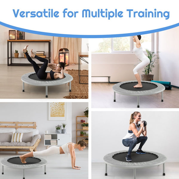 40" Foldable Fitness Trampoline with Safety Pad for Adults and Kids