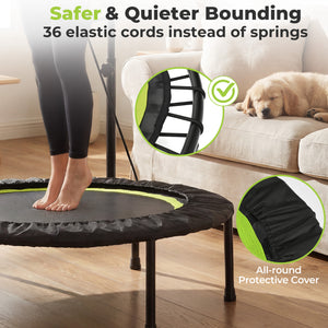 40 Inch Fitness Trampoline for Adults with 2 Resistance Bands-Green