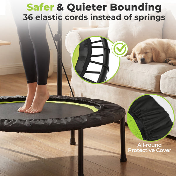 40 Inch Fitness Trampoline for Adults with 2 Resistance Bands-Green