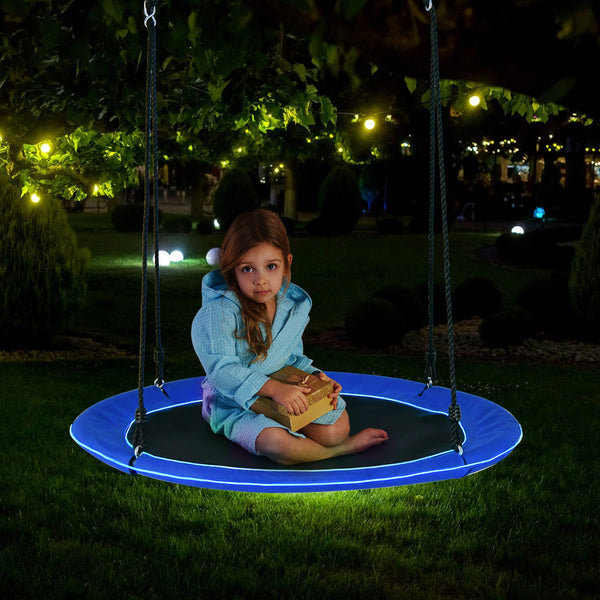 40 Inches Saucer Tree Swing Round with Lights for Kids and Adults