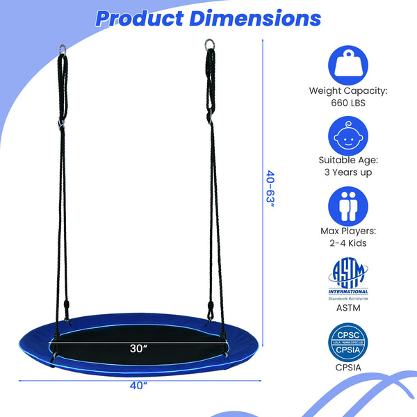 40 Inches Saucer Tree Swing Round with Lights for Kids and Adults